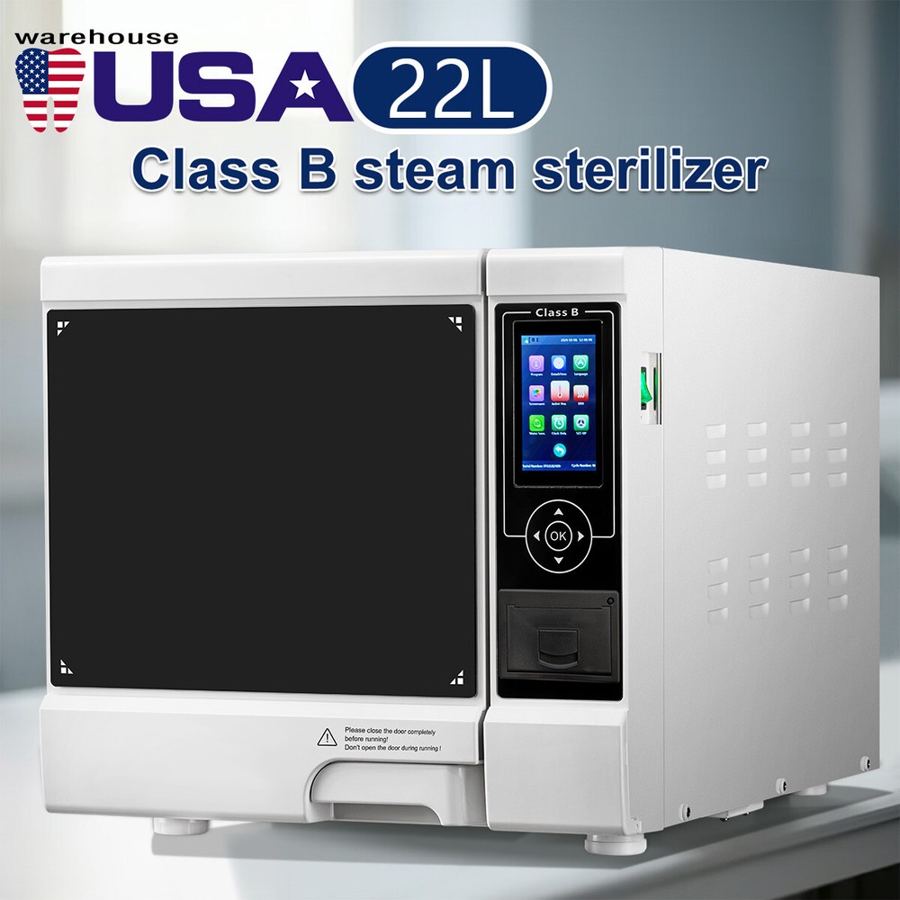 22L Class B Dental Medical Autoclave Vacuum Steam Sterilizer Bulit in Printer