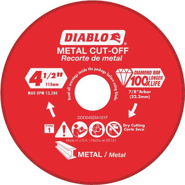 (3)- Diablo Steel Demon 4-1/2In x 7/8In Metal Cutting Diamond Cut-Off Wheel