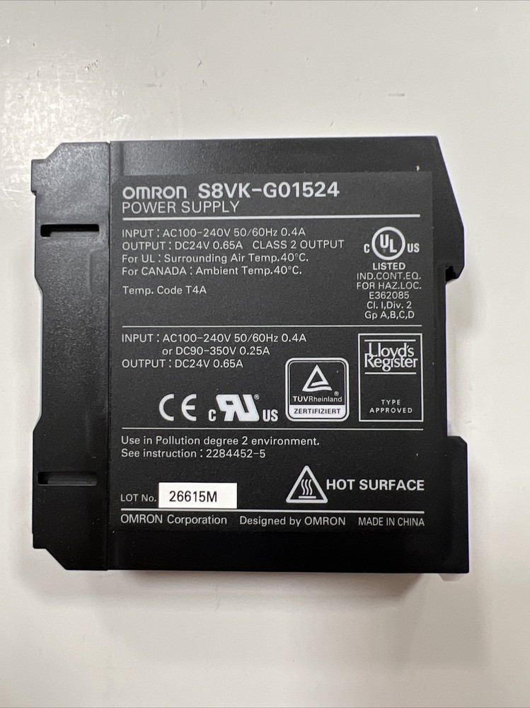 Omron S8VK-G01524 DC Power Supply,24Vdc,0.65A,50/60Hz – New Unopened Box