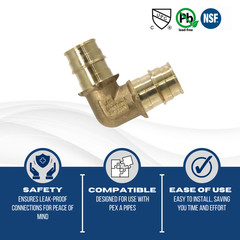 25 Pcs XFITTING 3/4″ Pex A Elbow, 3/4 Expansion Elbow, Lead Free Brass 29-2-2=25