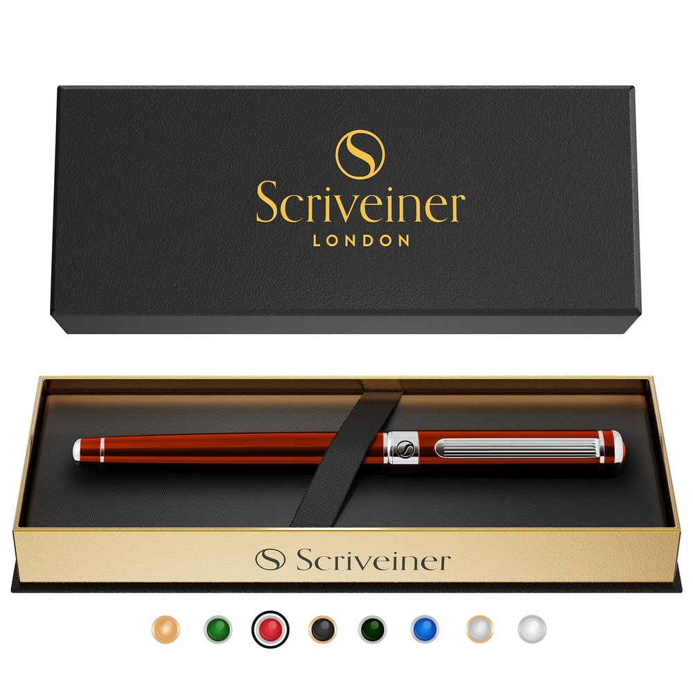 Deep Crimson Red Rollerball Stunning Red Lacquer Luxury Pen with Chrome Fini…