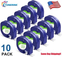 10PK Dymo Letratag Refill 91330 White Paper Label Tape 12mm For LT-100H 1/2″ 4m
