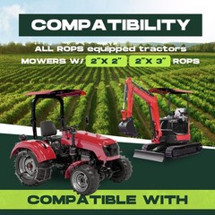 Red 52″ X 52″ Tuff Top ROPS Canopy For Tractor and Mowers Umbrella
