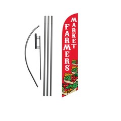 Farmers Market 15′ Feather Banner Swooper Flag Kit with pole+spike