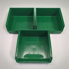 Lot of 6 Uline S-12417-G Plastic Stackable Storage Bins 11 x 11″ x 5″ Green