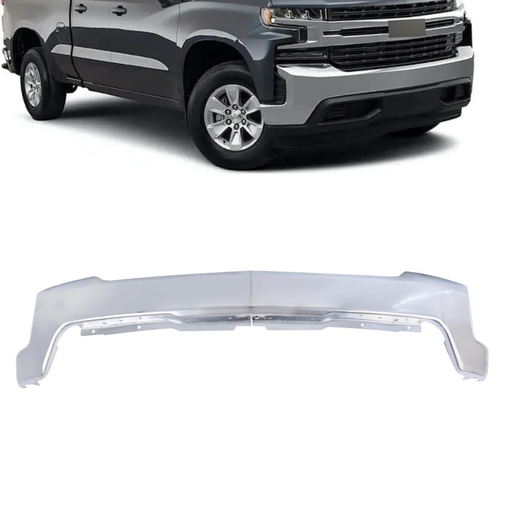 Chrome Front Bumper for Silverado 1500 2019-2022 without Sensor Holes GM1002874