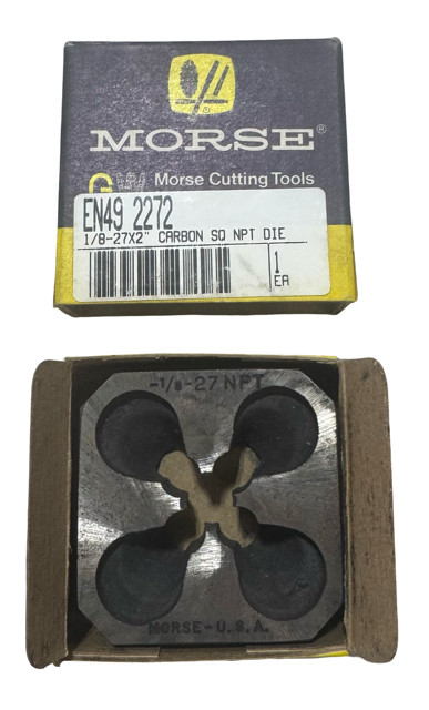 Morse 1/8″-27 x 2″ Carbon Steel Square NPT Pipe Die USA Made