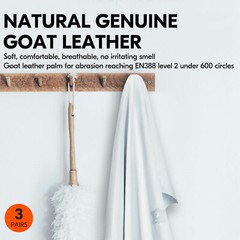 Vgo 3Pairs High Dexterity Goat Leather Palm Light Duty Work Gloves (GA7673)