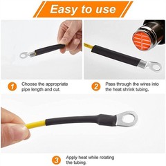5-100ft Black Φ1/4″ (6.4mm) Heat Shrink Tubing 3:1 Dual Wall Adhesive Glue Lined