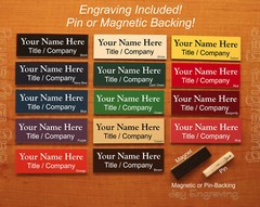 Custom Engraved 1″x3″ Name Tag ID Badge Label with Pin or Magnet Attachment