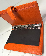 Rare HTF Filofax Orange Leather Finsbury Personal Organizer Planner 7.5″Ht 5.25W