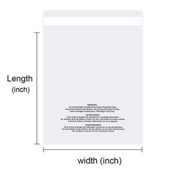 100-1000Pack Suffocation Warning Clear Poly Bags Self Adhesive for Shirt Apparel