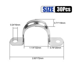 50Pcs 1-1/4″ Stainless Steel Pipe Strap Clamps Two Hole Strap for Conduit Cables
