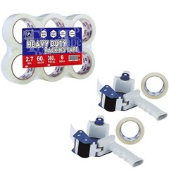 PERFECTAPE Heavy Duty Packing Tape 8 Rolls & Tape Gun 2 Pcs, Total 480Y, Clea…