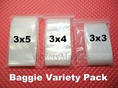 300 Reclosable Bag Variety Pack 3×3 3×4 3×5 Clear Food Grade Zip-Top Baggies