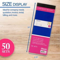 BAZIC PRODUCTS Cash or Rent Receipt Book, 2-Part Carbonless, 1-Pack, 50 Sets