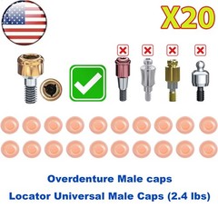 US 20Pcs Dental Overdenture Locator Retention Cap Inserts For Implant Abutment
