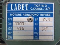 Labet 0.5HP 3PH 415V 1100RPM Electric Motor