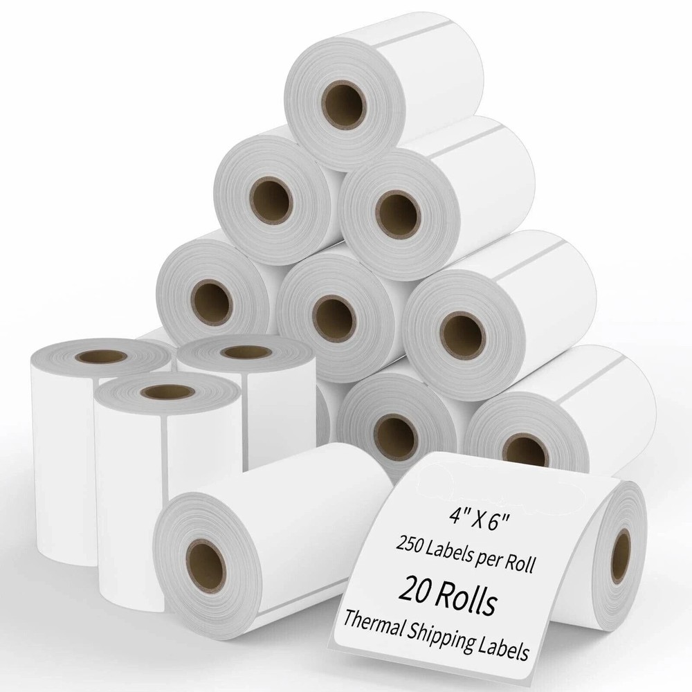 20 Rolls label 4×6 Direct Thermal Shipping 5000 labels Zebra Eltron ZP450 2844