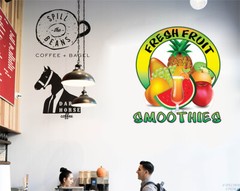 Food Truck Decals Fresh Fruit Smoothies Restaurant & Food Concession Sign Pink