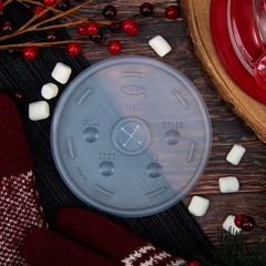Dart 32SL1 Translucent HIPS Straw-Slot Lid Fits 32–60 oz Foam Cups 1,000/Case