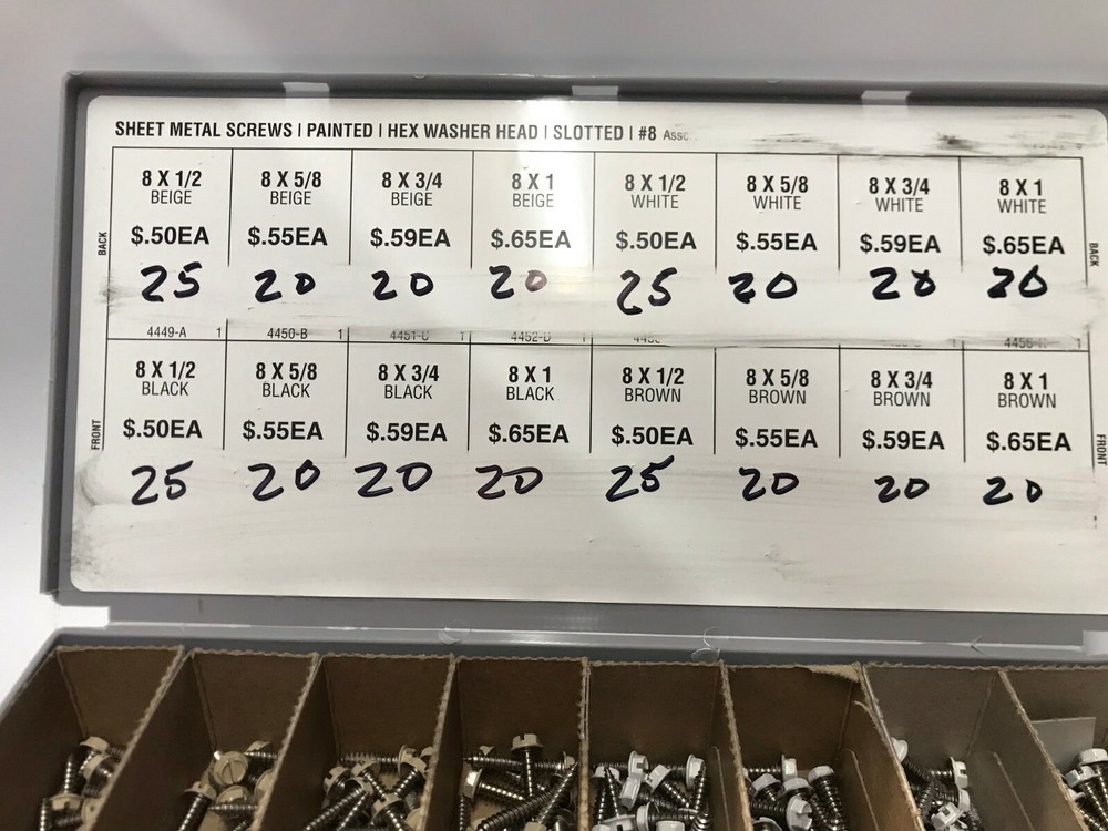 Sheet Metal Screws Painted Phillips Stainless Steel Hex Washer Head #8 slotted