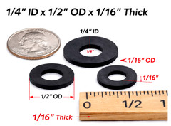 1/4″ ID Rubber Washers 1/4″ ID X 1/2″ OD X 1/16″ Thick Various Pack Quantities
