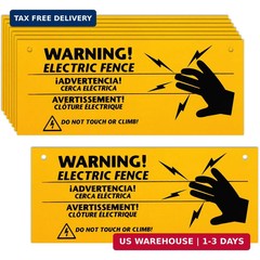 Blulu 8 Pieces Electric Fence Warning Signs 10 x 4 Inch Plastic Danger Electric