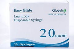 20CC GLOBAL SYRINGES ONLY WITH LUER LOCK 20ML 25 NEW STERILE without Needle