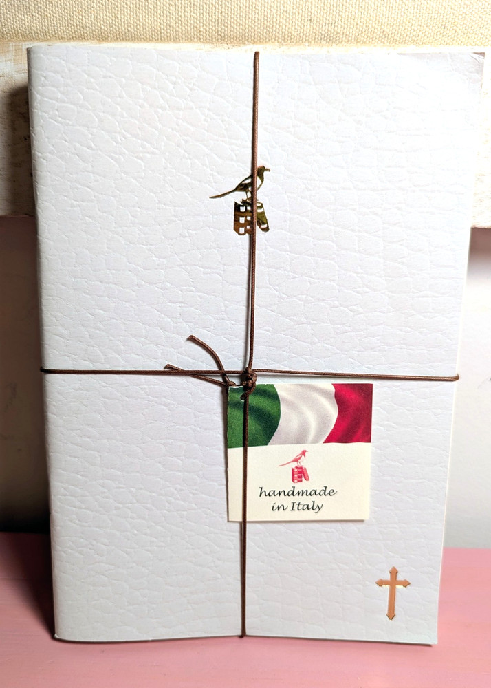 3 Bieffe Handmade Journal Notebook Made in Italy White Faux Leather Cross Logo