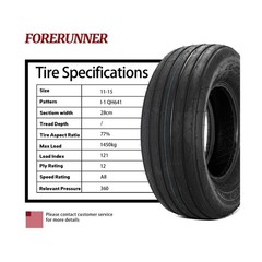 FORERUNNER Heavy Duty 11L-15 12 Ply Implement Tire I-1 QH641 Pattern Tractor …