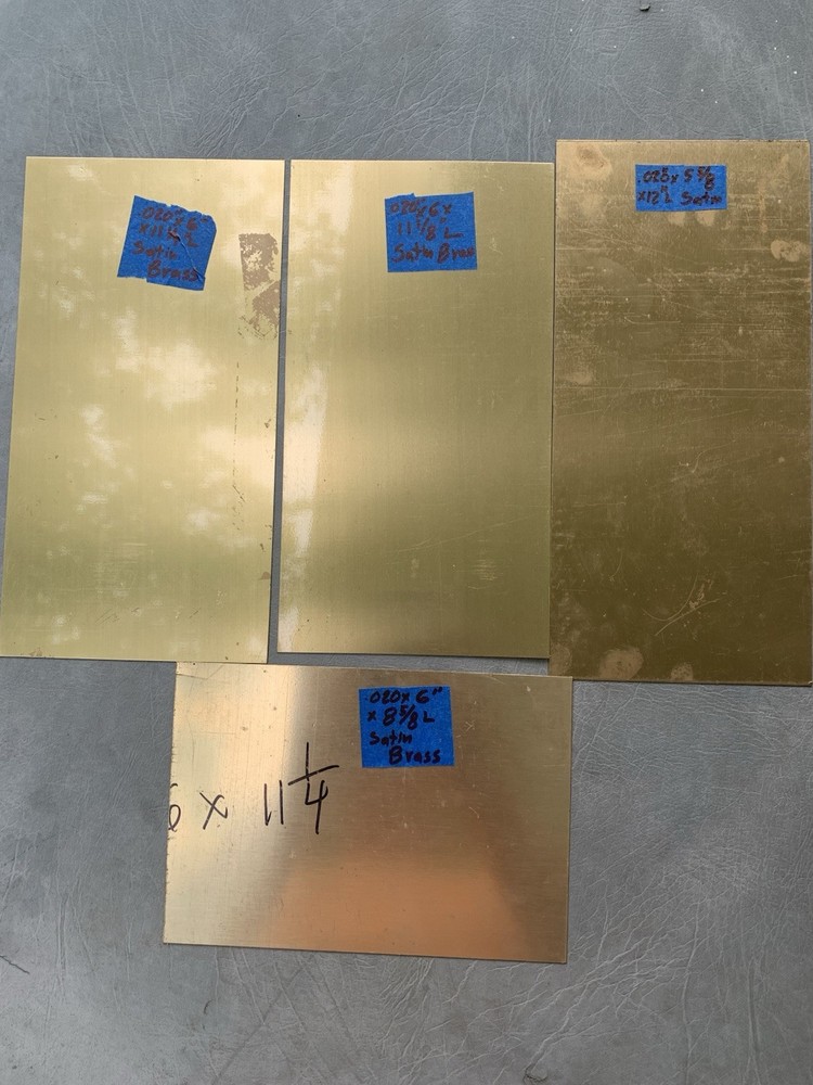 .020” Sheet Brass, Satin Brass With Peel Coat, All 4 Pieces