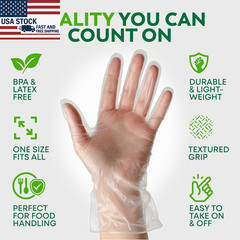 600 Pack Disposable Food Prep Gloves Clear Polyethylene Powder Free Kitchen