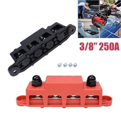 3/8″ / 250A 4 Stud Busbar Bus Bar Power Distribution Terminal Block Red&Black