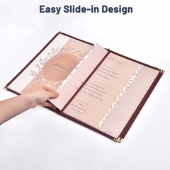 WeChef 30PC Restaurant 8.5×14 Menu Cover Trifold 6 View 3 Page Book Burgundy