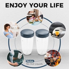 DRELD 2 Pack Blender 32OZ Cup Lid, Compatible Nutribullet 600W 900W Blender