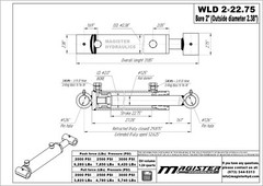 Hydraulic Cylinder For Loader Welded Double Acting 2″ Bore 22.75″ Stroke 2×22.75