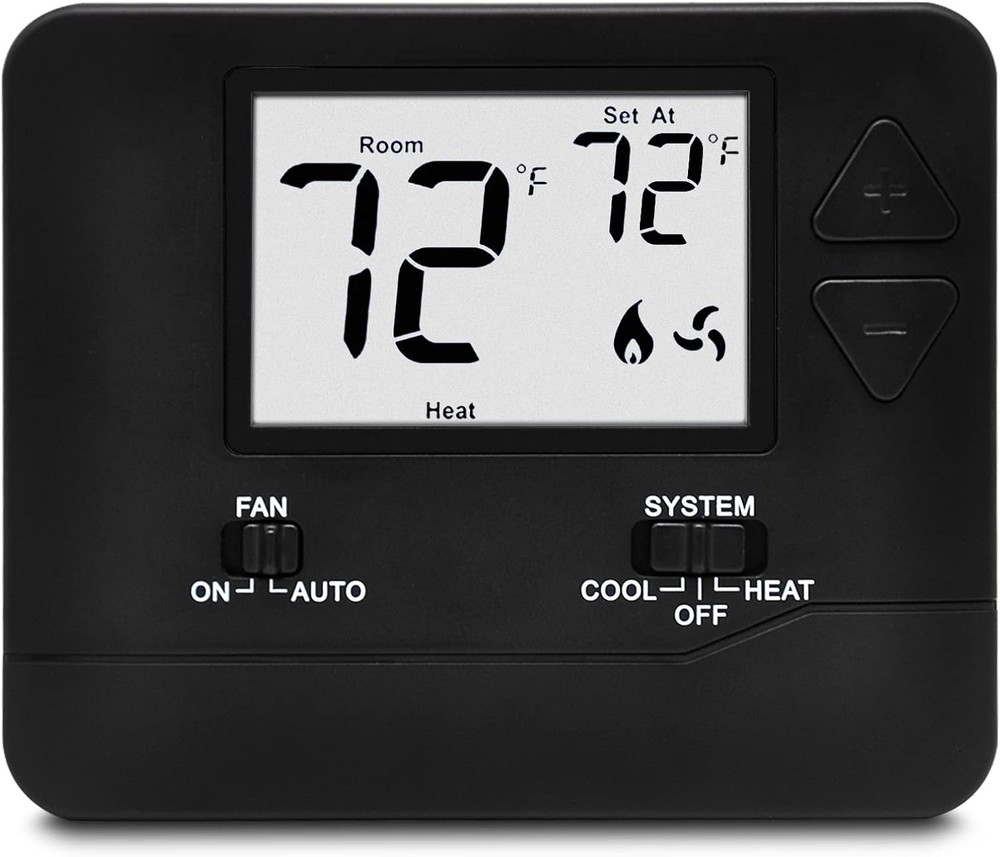 ELECTECK Non-Programmable Digital Thermostat for Home, up to 1 Heat/1 Black