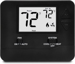 ELECTECK Non-Programmable Digital Thermostat for Home, up to 1 Heat/1 Black
