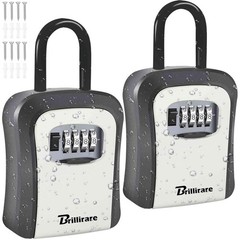 2 Pack Key Lock Box, Waterproof 4 Digits Combination Lockbox with Removable S…