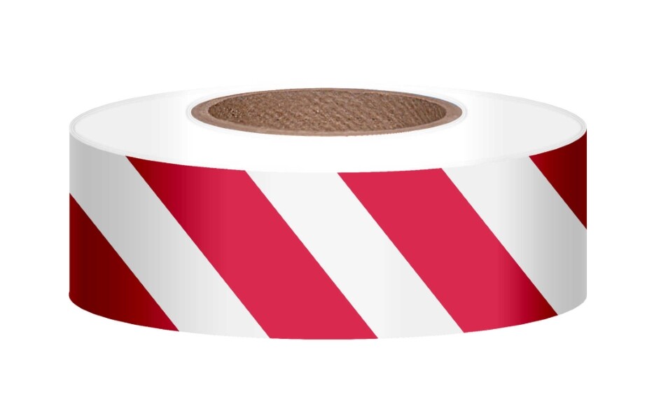 SWR Presco White Red ½” Stripe 300’ x 1-3/16″ 2 mil Thick Vinyl Flagging Tape