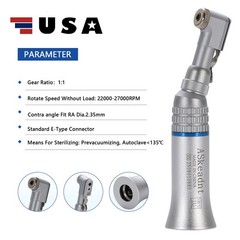 SEASKY Dental Push Button Slow Low Speed Contra Angle Handpiece Fit E-TYPE MOTOR