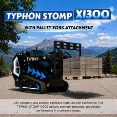 TYPHON STOMP X1300 Mini Skid Steer 25HP Kubota D1105 Diesel Include 2 Attachment