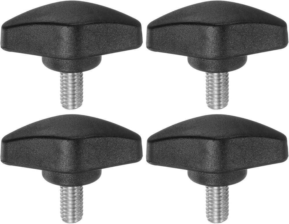4Pcs Tee Wing Knobs Thumb Screws M6 X 12Mm Standard Male Thread Plastic T Knobs