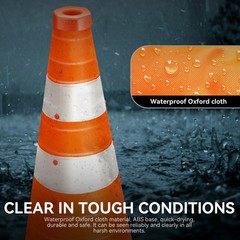2xOrange Oxford fabric Collapsible Traffic Safety Cones 18in Park Lots Roadsides