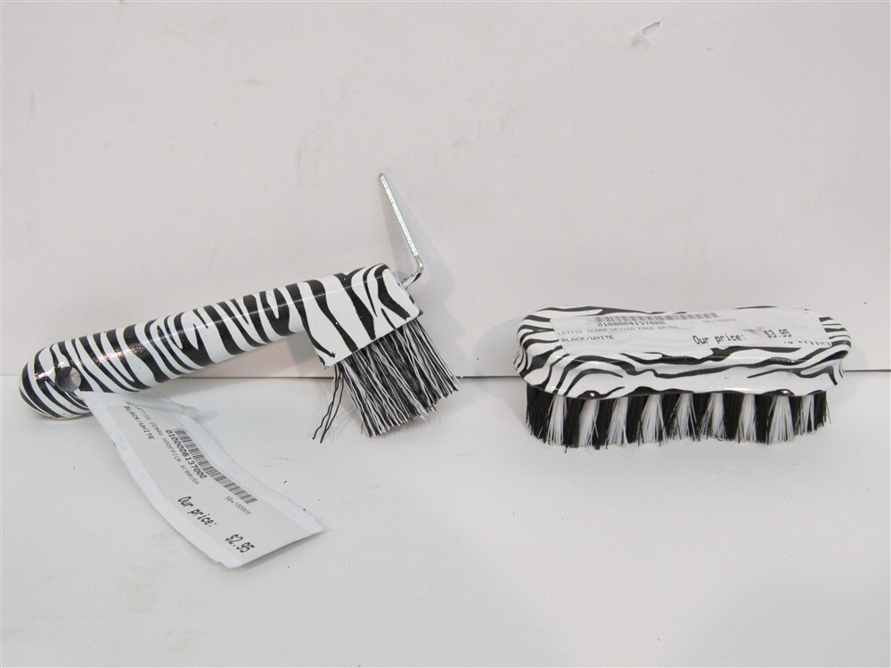 Lettia Zebra Print, Horse Face Brush 5″ and Hoof Pick w/ Brush 6″