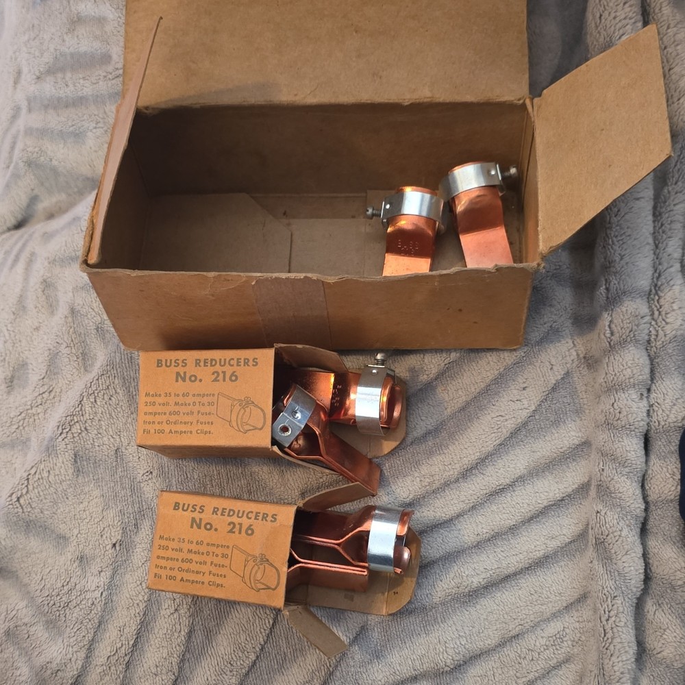 Bussmann 216 Copper Fuse Reducers, 1 Pair, 60A 250V / 30A 600V three pair