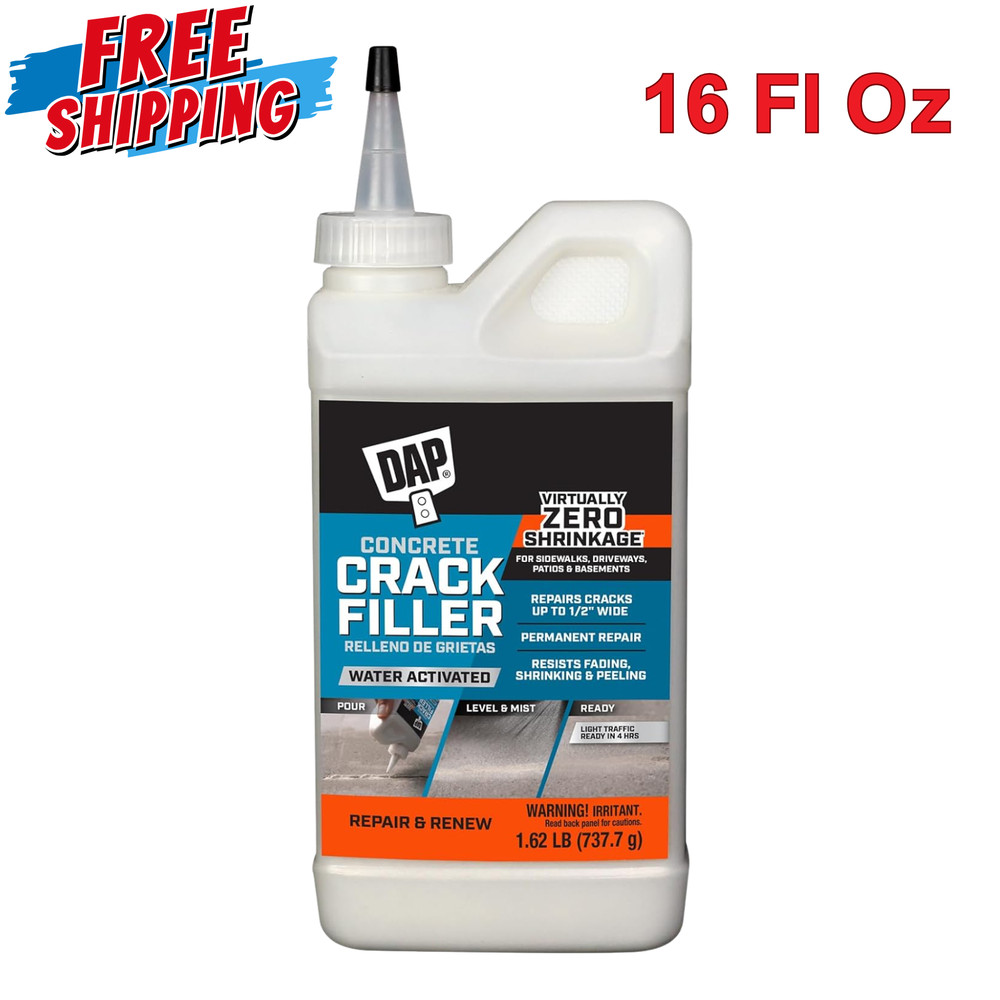 Concrete Crack Filler, Gray 16oz Dry 7079860500 DAP 7079860500 Resists Shrinkage