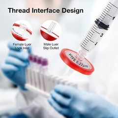 200pcs PTFE Membrane Syringe Filter Luer lock 25 mm 0.22 um PP Pr-filter for Lab