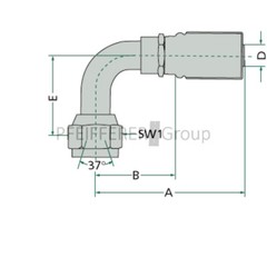GATES Press Nipple – JIC PNE 20 DKJ 1.1/16″ 90° SL=48 V-No. 12G-12FJX90S